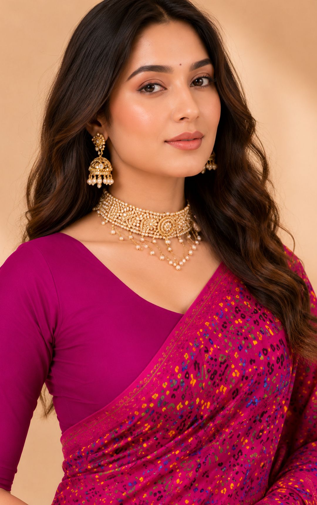 Boutique Special Magenta Bandhani Print Cotton Saree