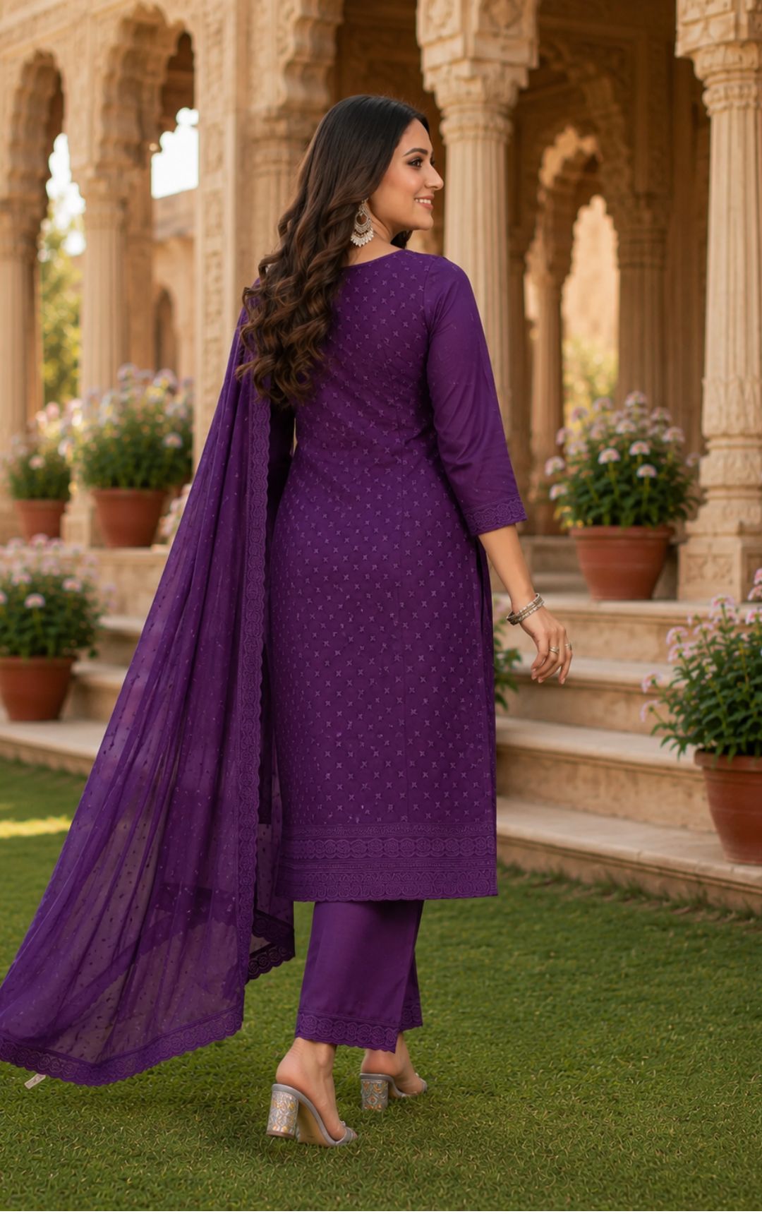 Minu Fashions Naaz Delux Purple Embroidered Salwar Suit