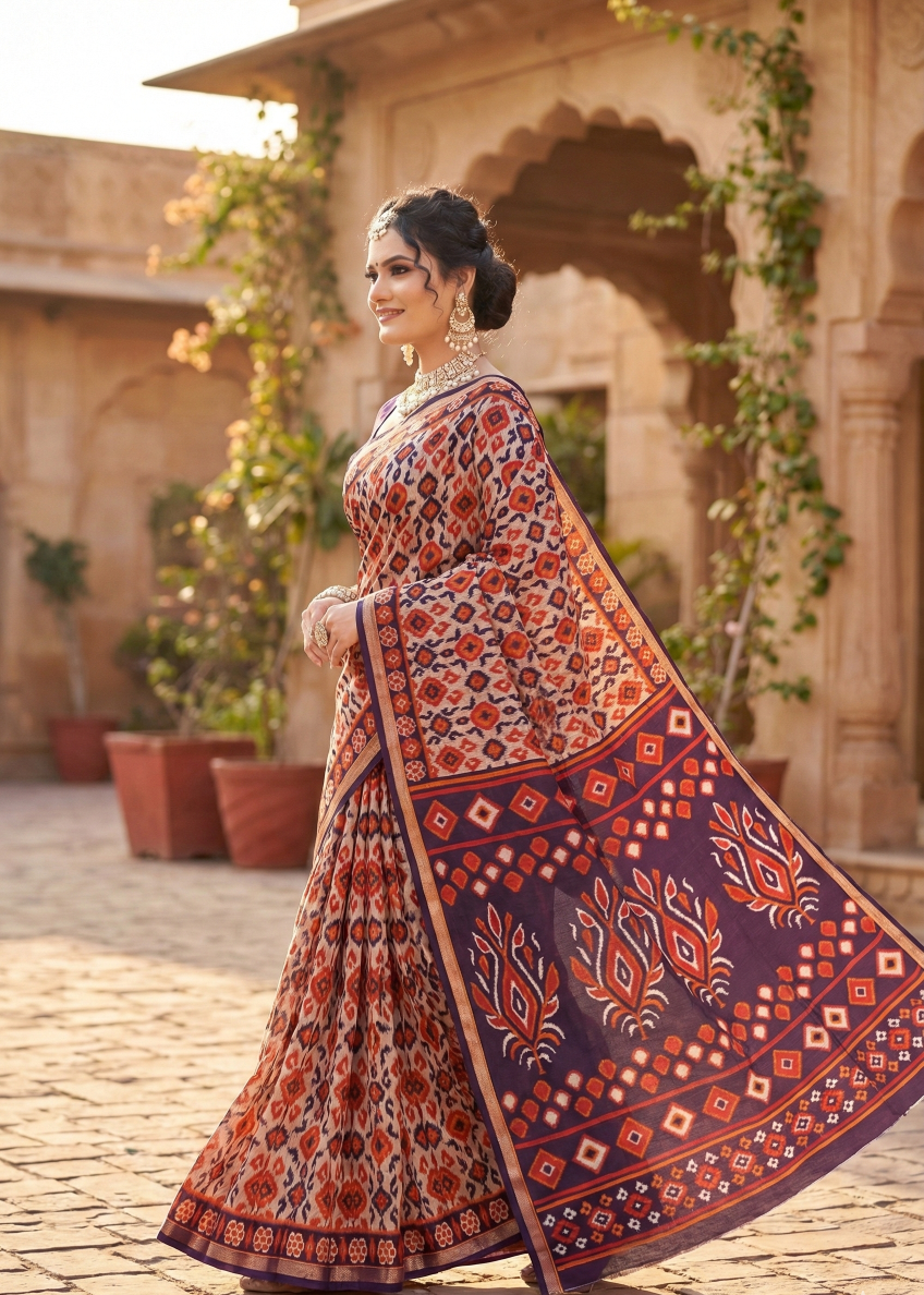 Silk Kanishka Ikkat Soft Cotton Saree