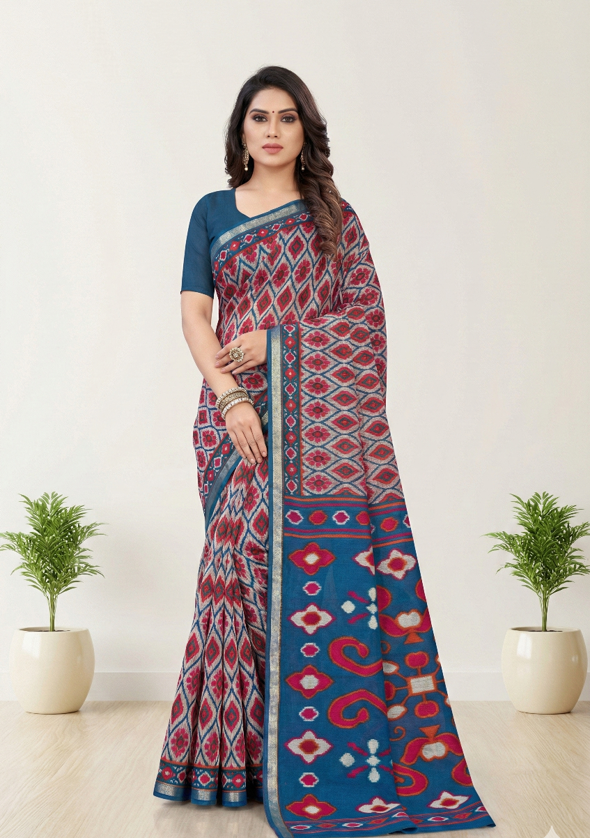 Silk Kanishka Ikkat Cotton Saree