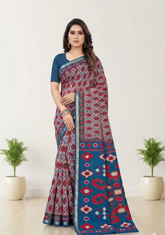 Silk Kanishka Ikkat Cotton Saree