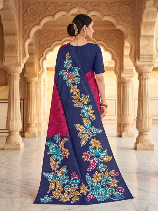 Minu fashions Printed Daily Wear Pure Cotton Saree (Pink)