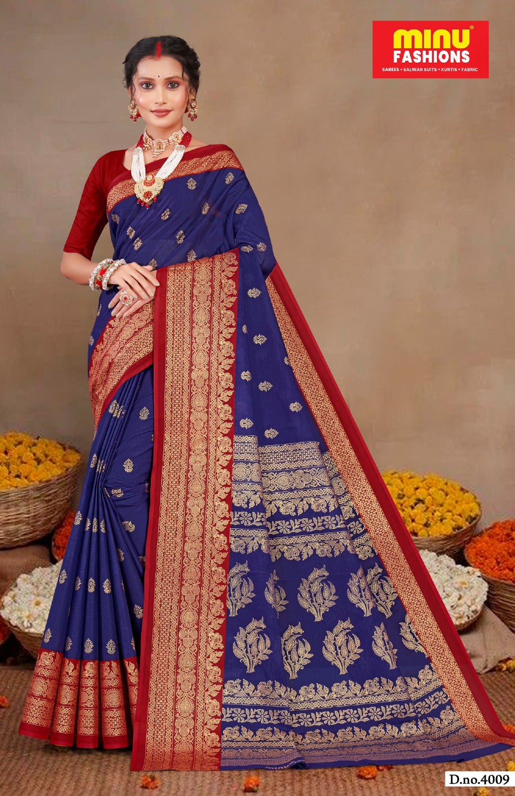 Gold Star Malai Cotton Printed Saree 4009