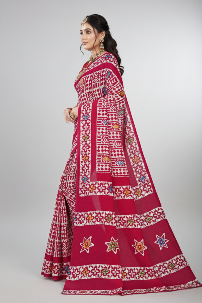 Gold Batik Pure Cotton Sarees