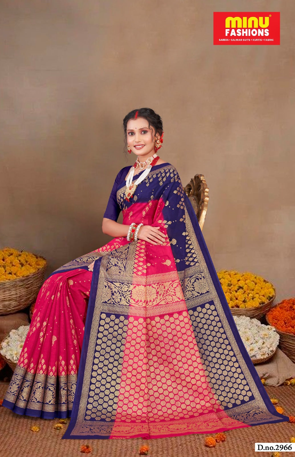 Gold Star Malai Cotton Printed Saree 2966