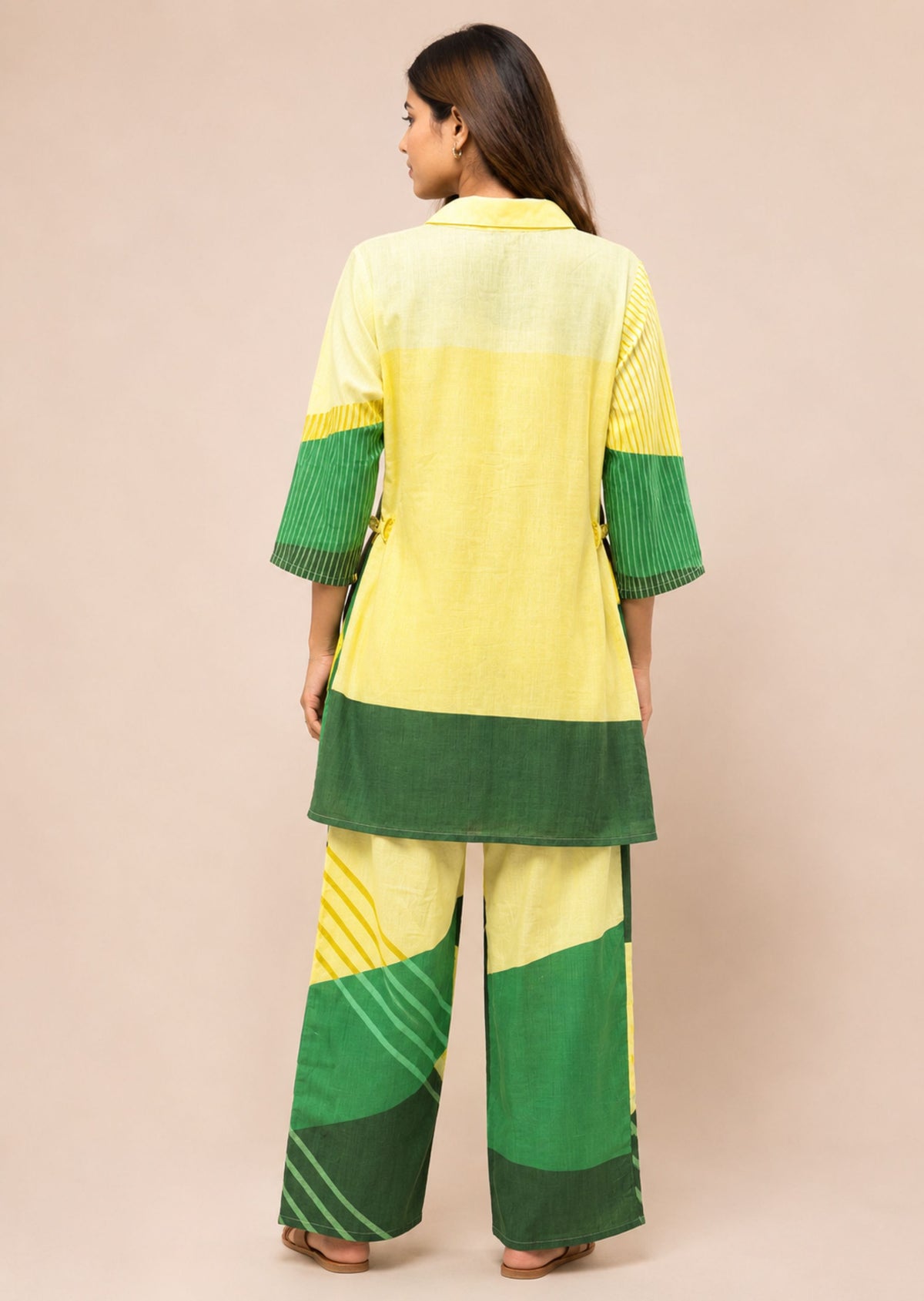 Juni Women Yellow Abstract Printed Co-Ord Set With Straight Kurta & Matching Trousers | Soft & Breathable Fabric | Stylish Casual & Everyday Wear | Minu