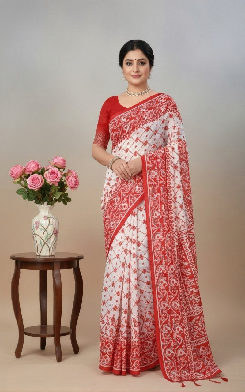 Saptapar Cotton Printed Saree A2