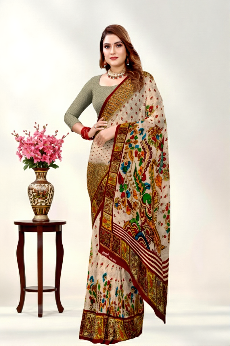 Bangalore Silk Muslin Cotton Printed Saree 4183