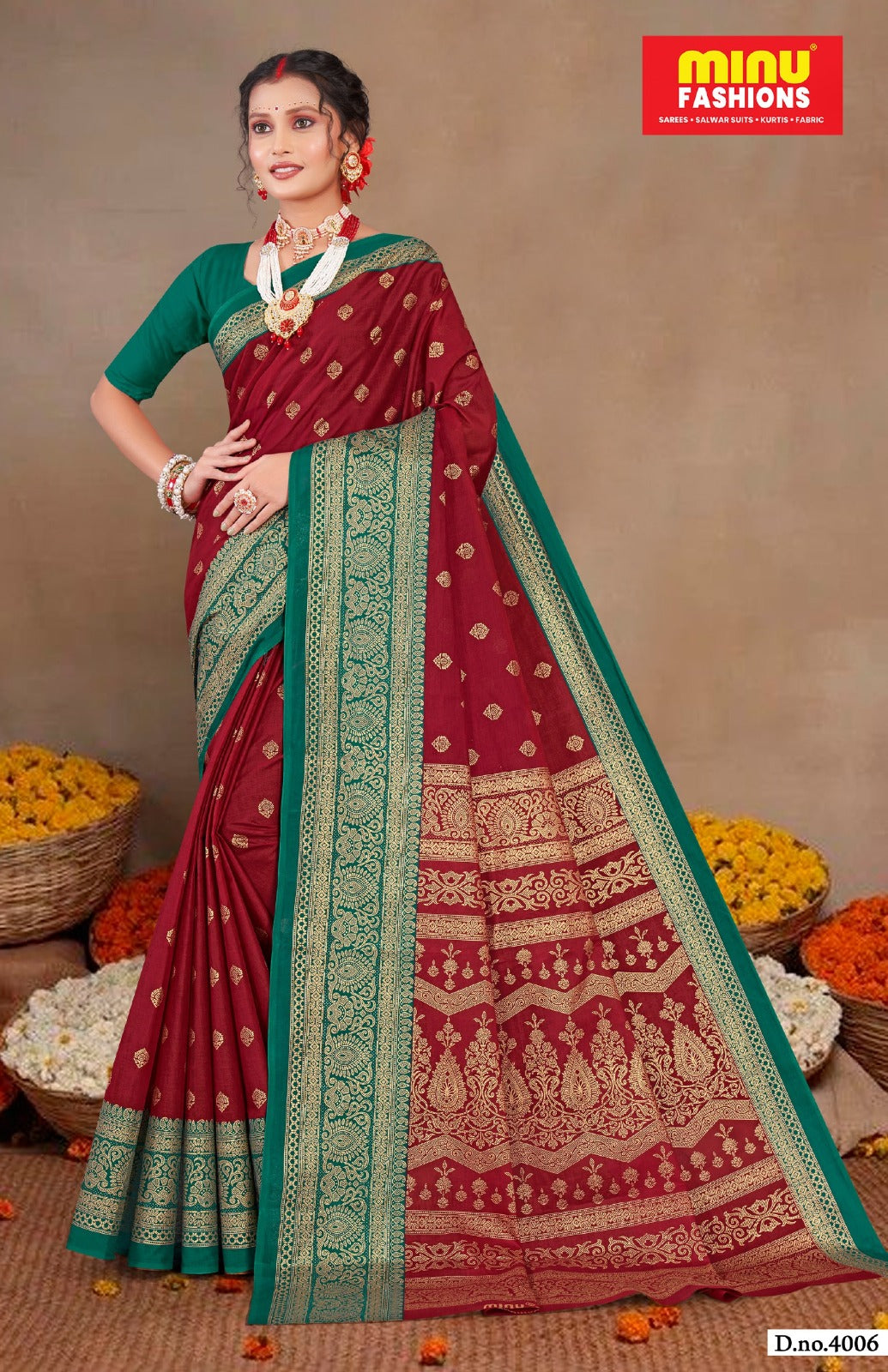 Gold Star Malai Cotton Printed Saree 4006