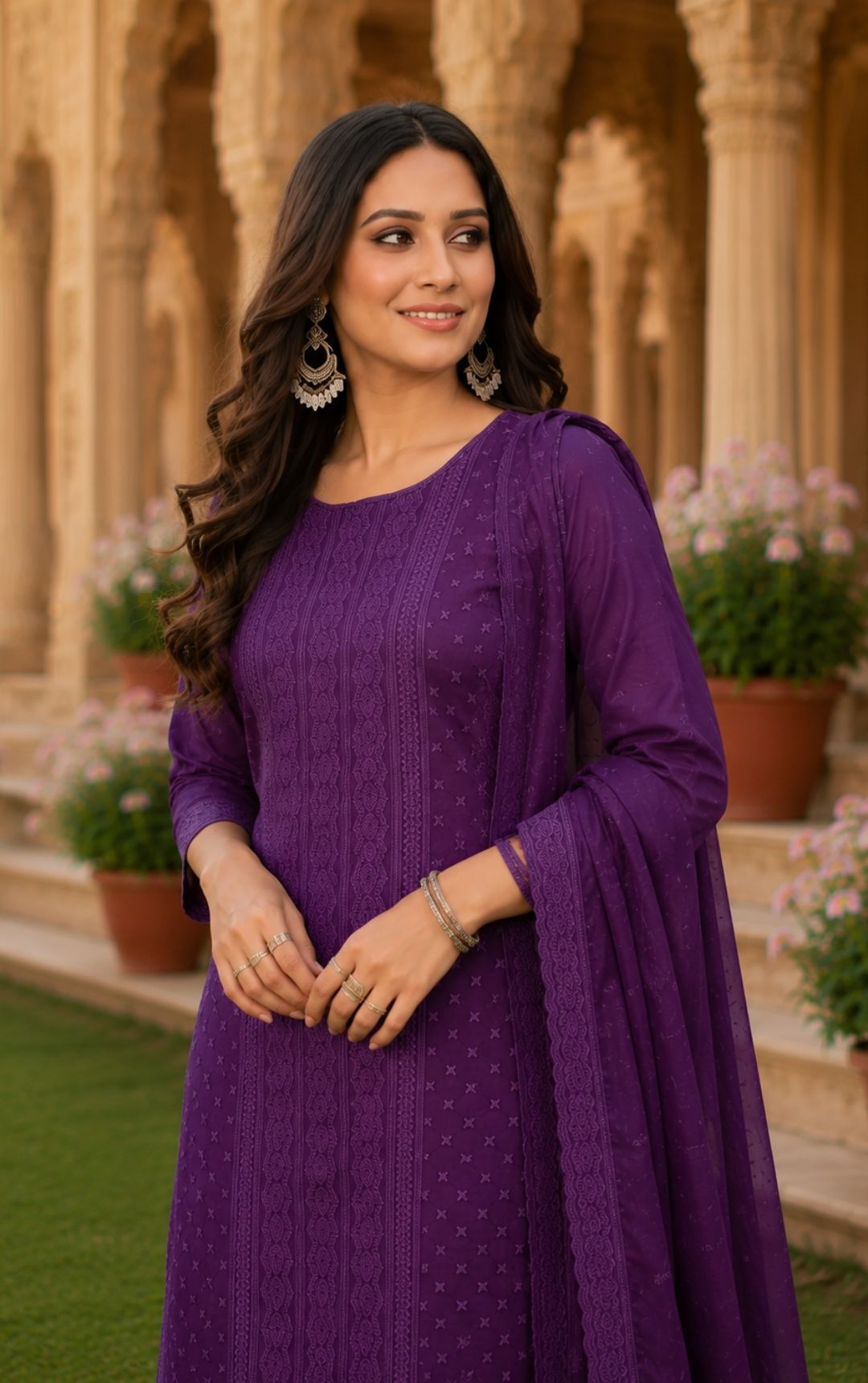Minu Fashions Naaz Delux Purple Embroidered Salwar Suit
