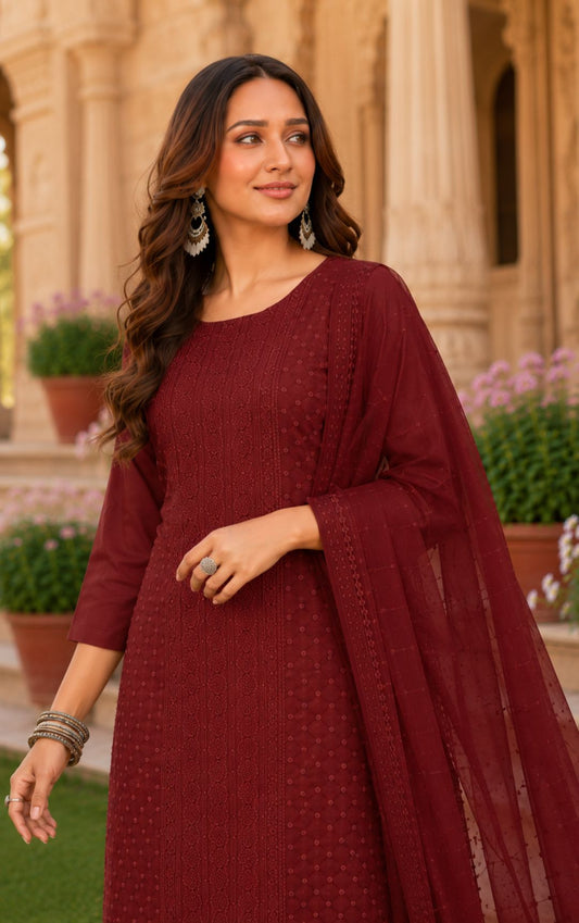 Minu Fashions Naaz Delux Purple Embroidered Salwar Suit