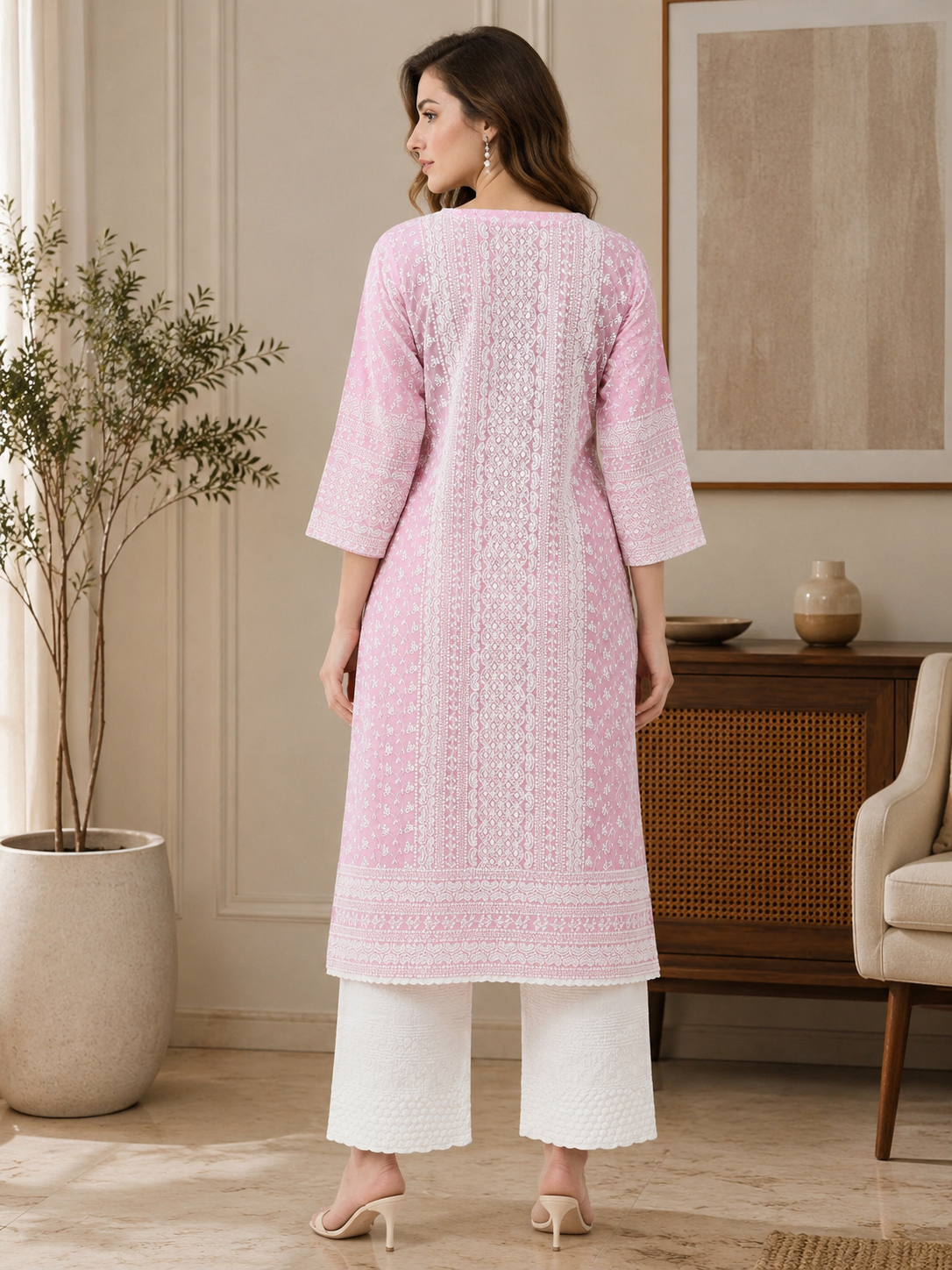 Minu Kurta-Set Women Embroidered Kurta with Trousers | Ank Ada