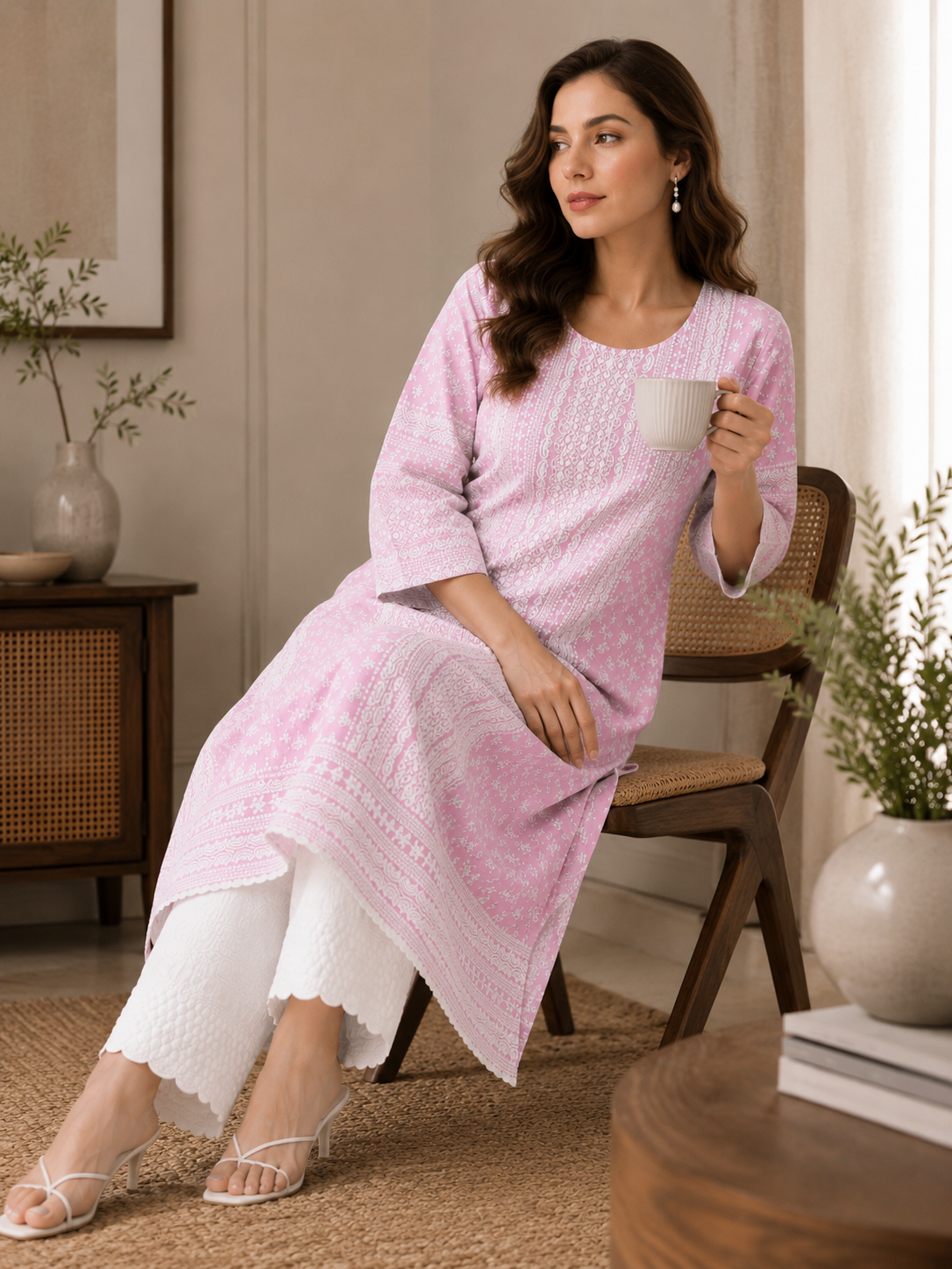 Minu Kurta-Set Women Embroidered Kurta with Trousers | Ank Ada