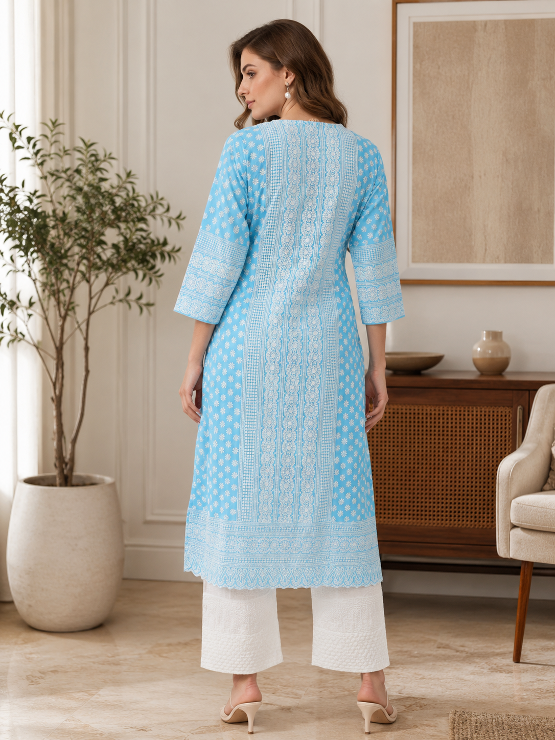 Minu Kurta-Set Women Embroidered Kurta with Trousers | Ank Ada