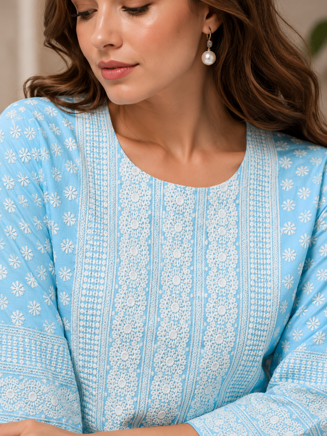 Minu Kurta-Set Women Embroidered Kurta with Trousers | Ank Ada