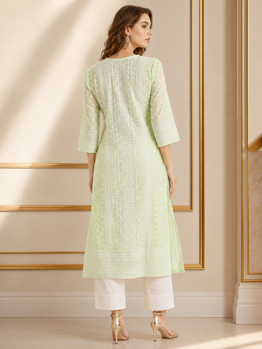 Minu Kurta-Set Women Embroidered Kurta with Trousers | Ank Ada