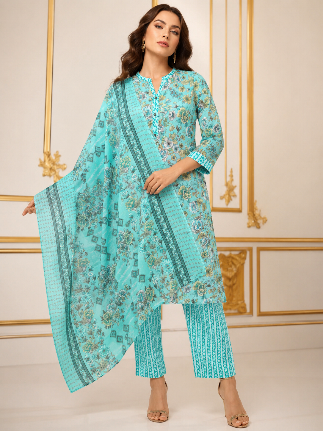 Topaz Women Floral Printed Salwar Suit Set | Ank