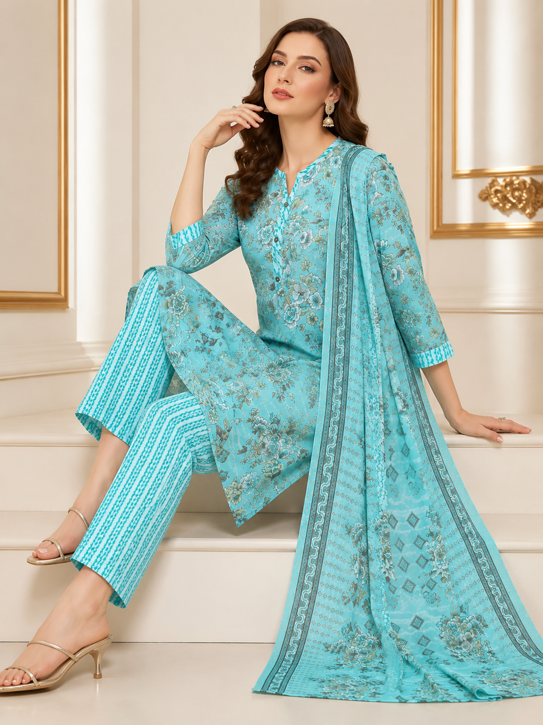 Topaz Women Floral Printed Salwar Suit Set | Ank