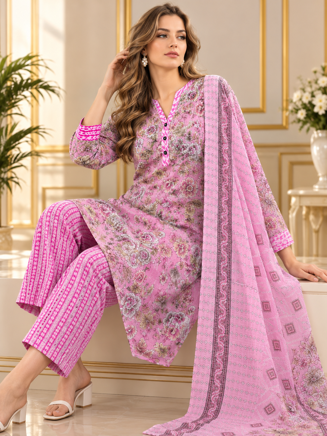 Topaz Women Floral Printed Salwar Suit Set | Ank