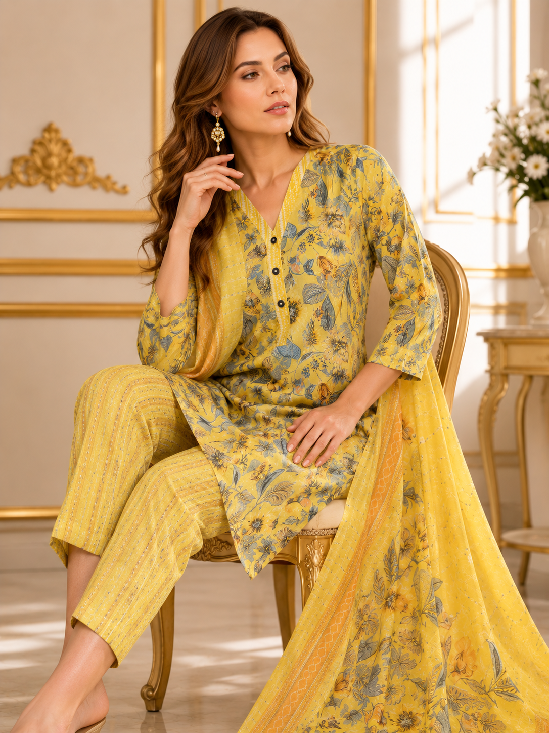 Topaz Women Floral Printed Salwar Suit Set | Ank