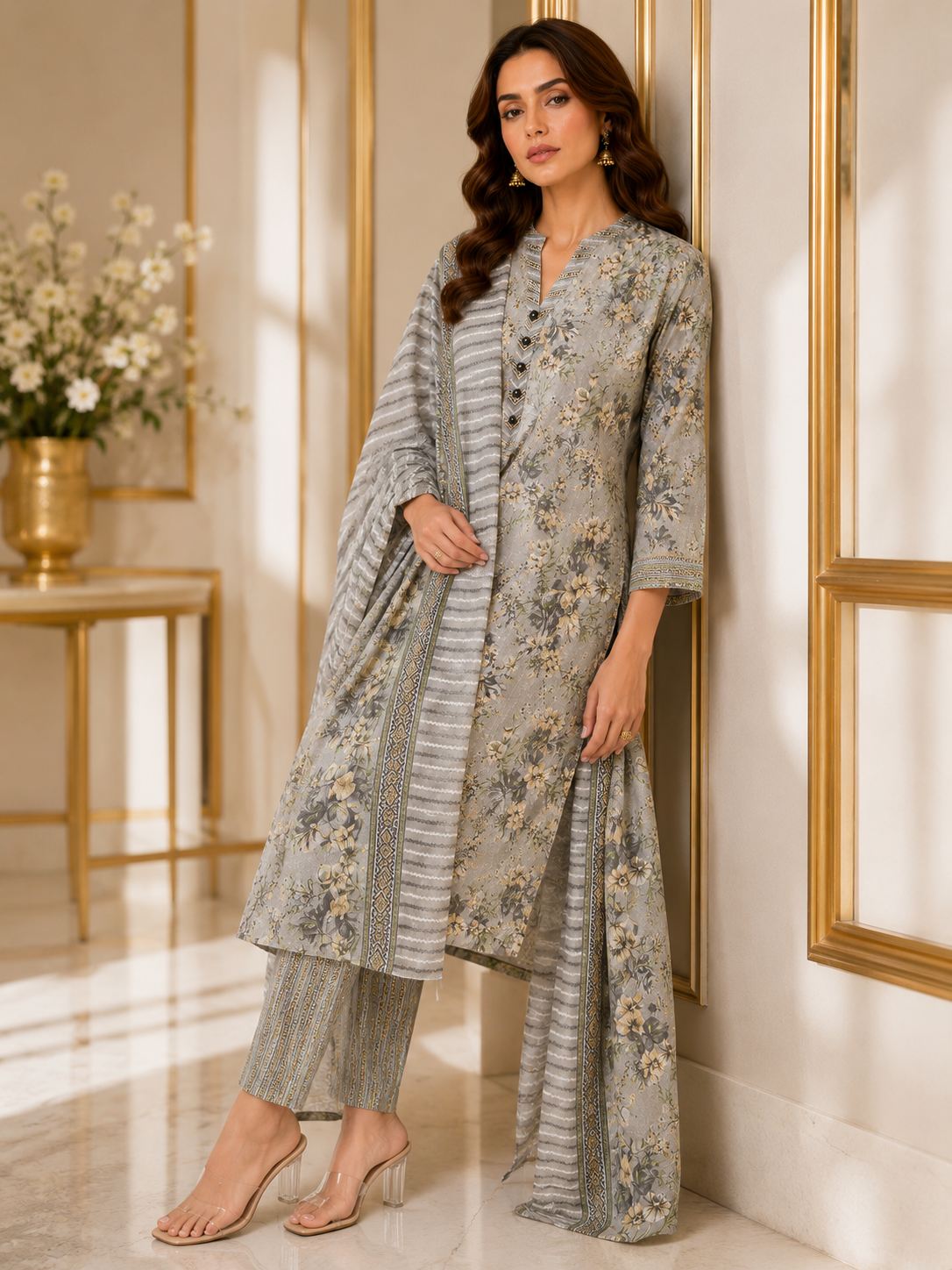 Topaz Women Floral Printed Salwar Suit Set | Ank