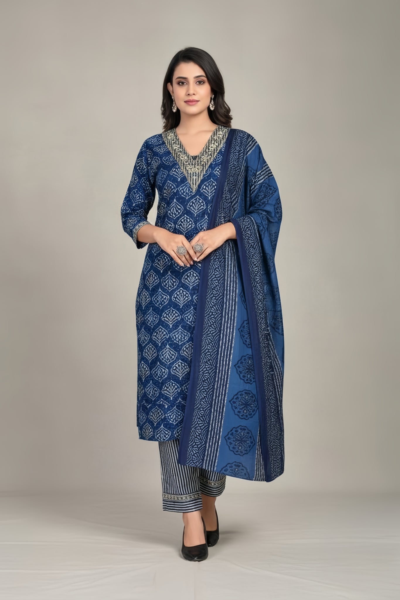 Indigo Star Cotton Printed Stitched Salwar Suit XL 1003