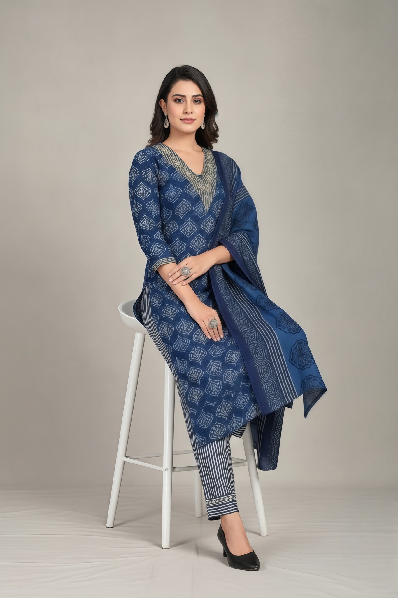 Indigo Star Cotton Printed Stitched Salwar Suit XL 1003