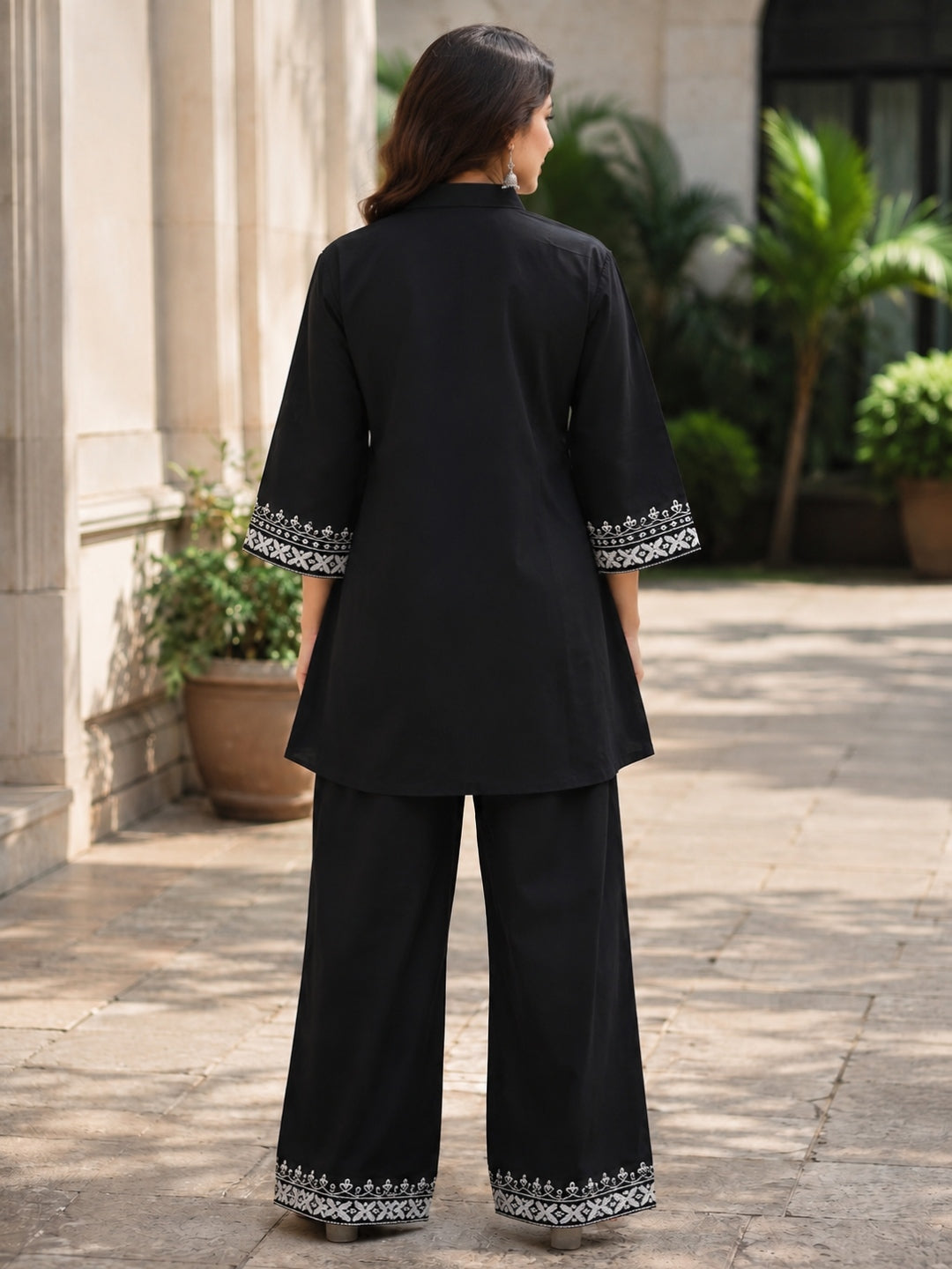 Embroidered Cotton Co-Ord Set with Drawstring Pants