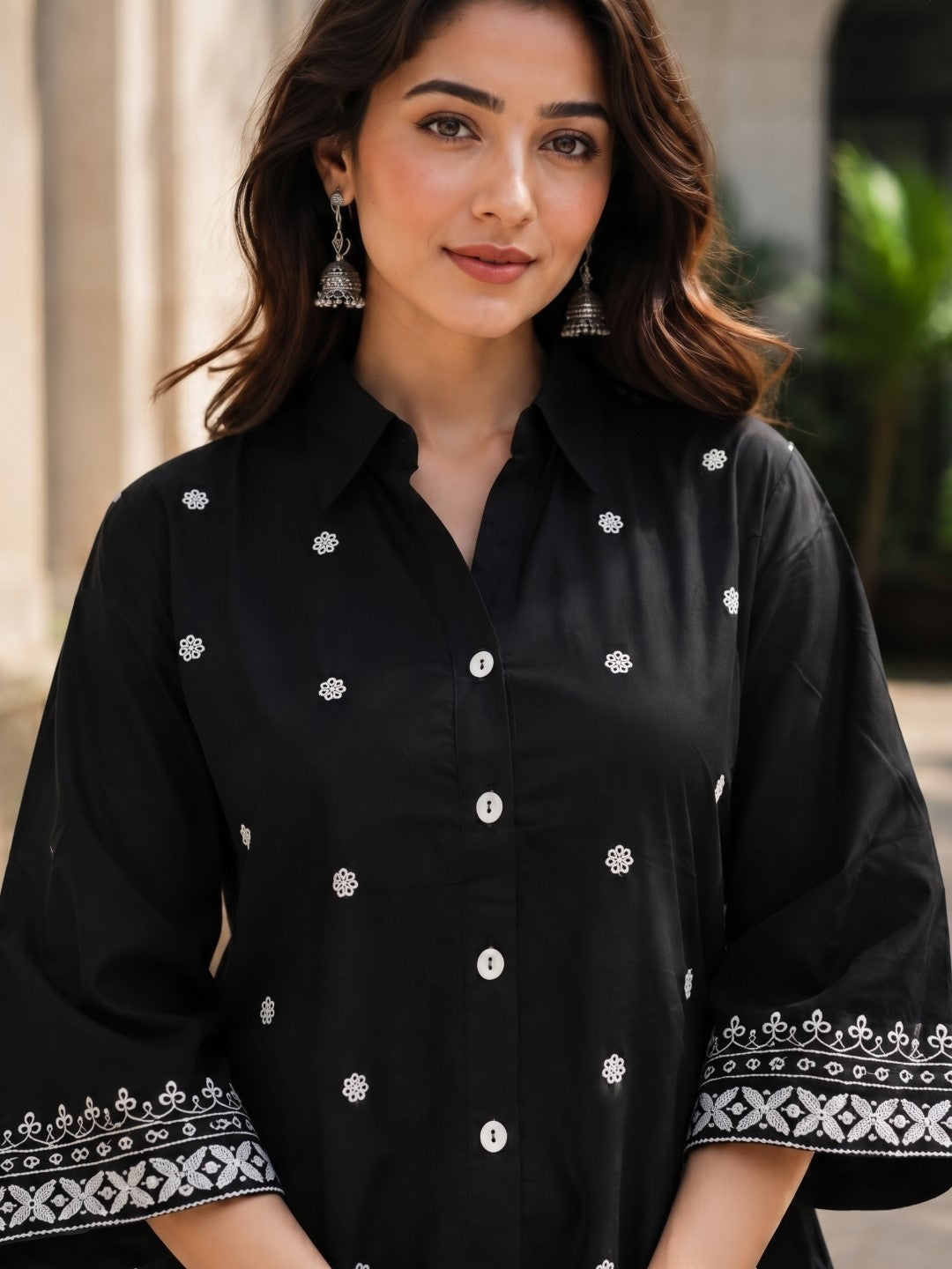 Embroidered Cotton Co-Ord Set with Drawstring Pants