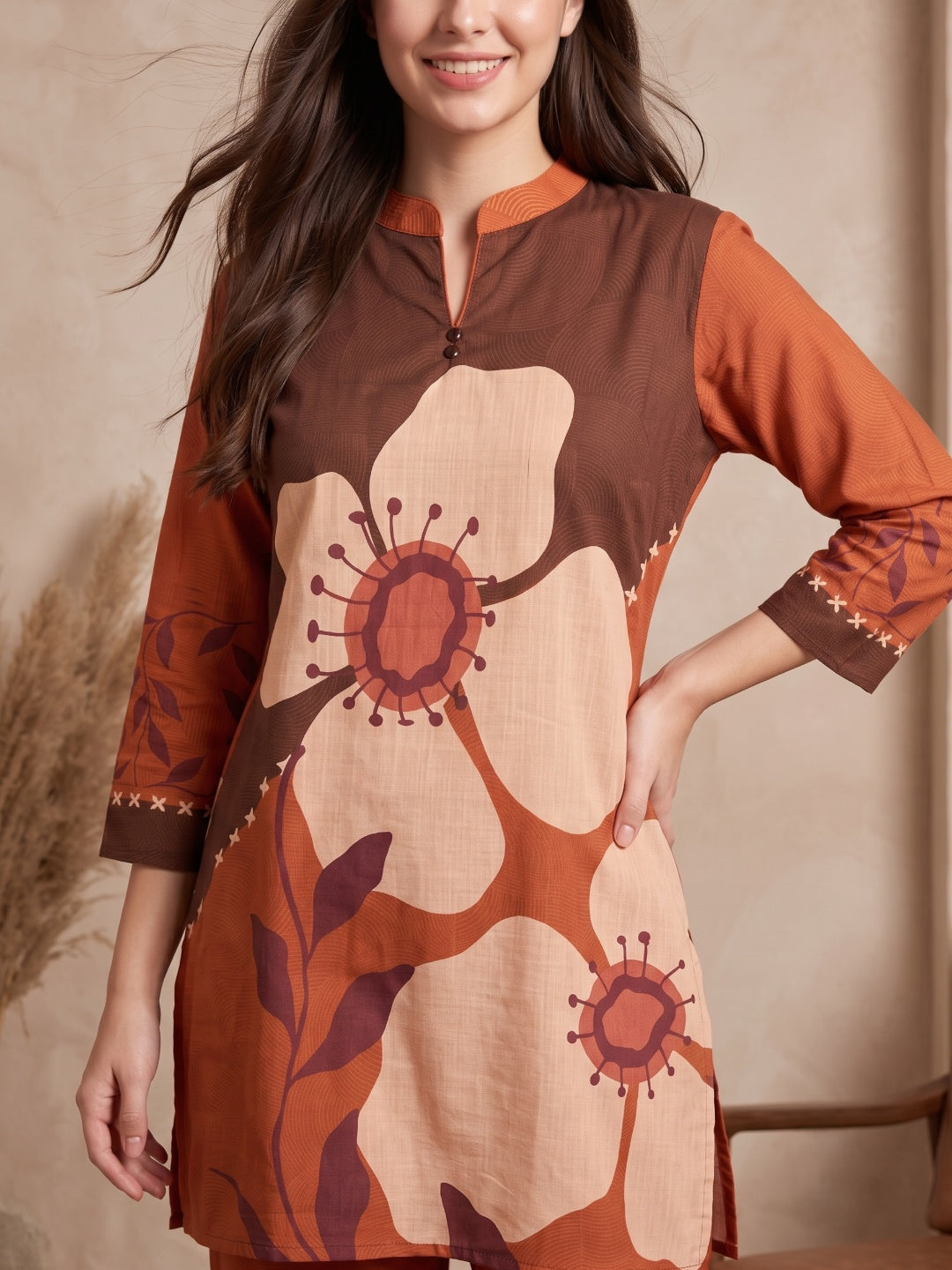 Juni Cotton Slub Digital Print Co-Ord Set for Women