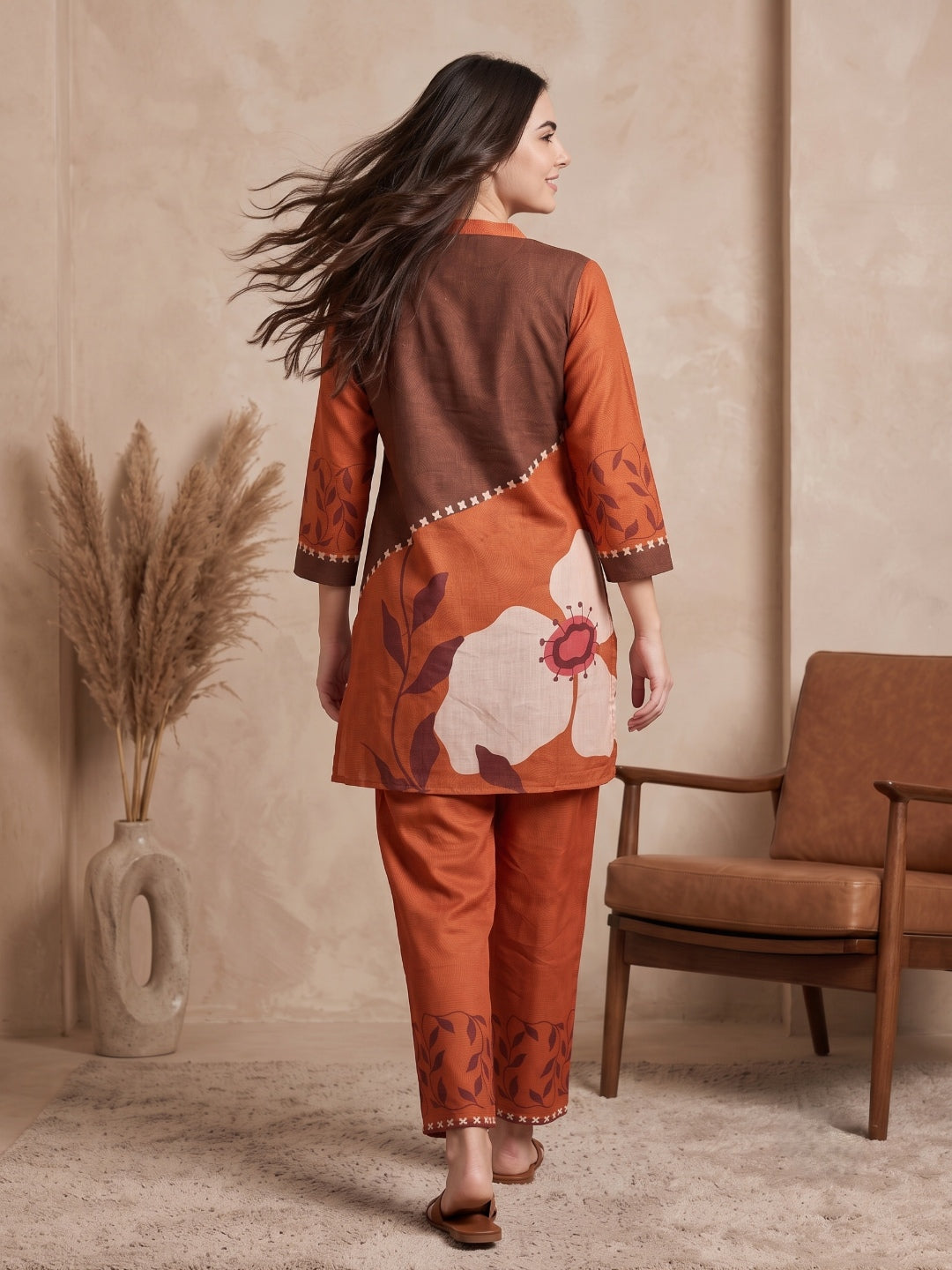 Juni Cotton Slub Digital Print Co-Ord Set for Women