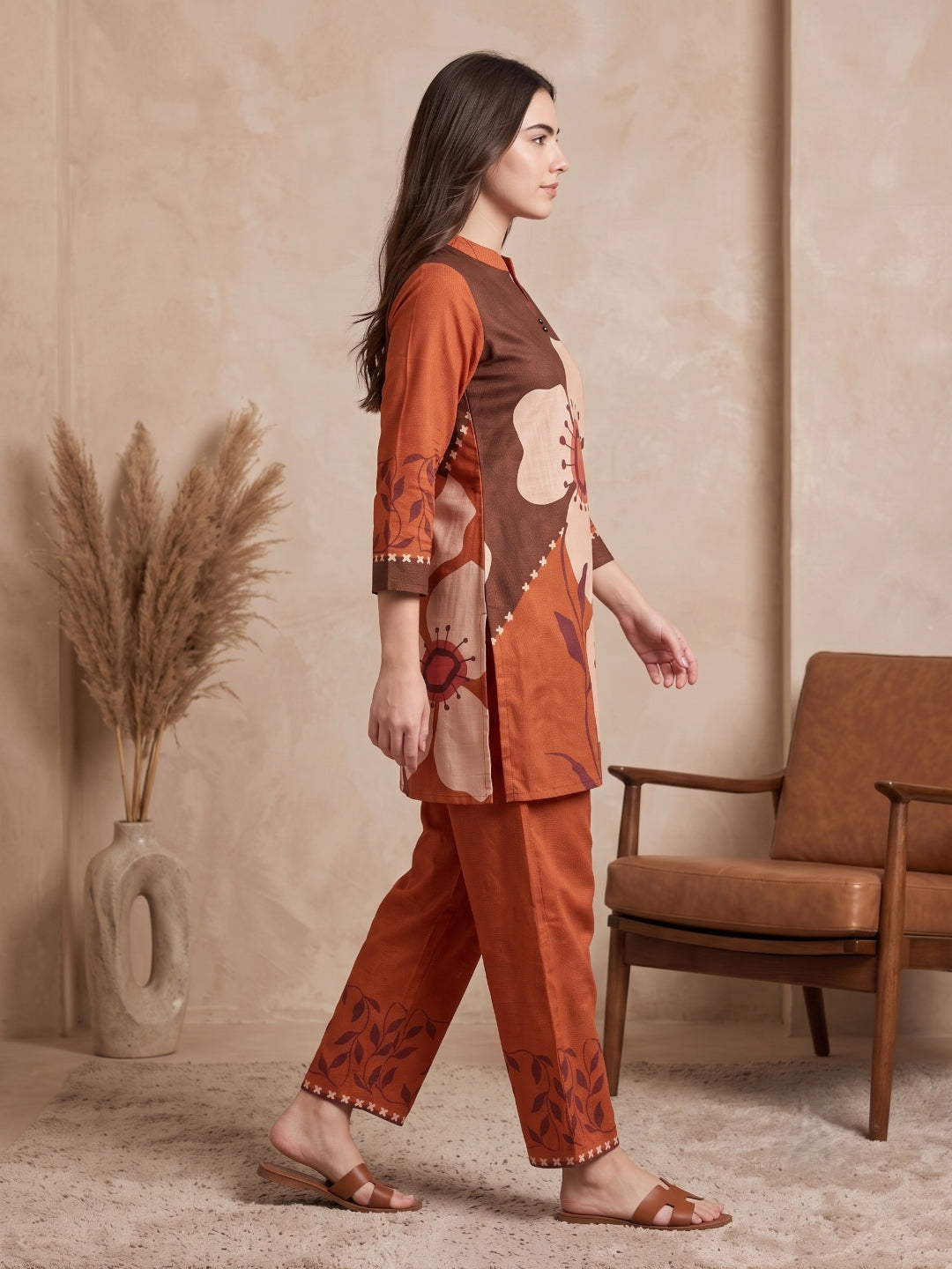 Juni Cotton Slub Digital Print Co-Ord Set for Women