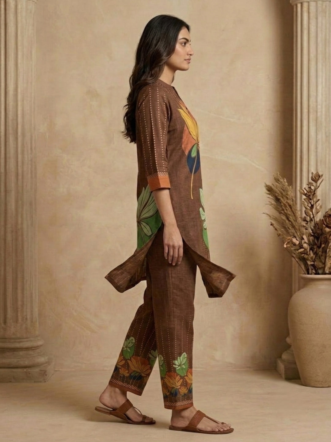 Juni Cotton Slub Digital Print Co-Ord Set for Women