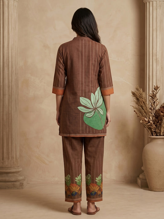 Juni Cotton Slub Digital Print Co-Ord Set for Women