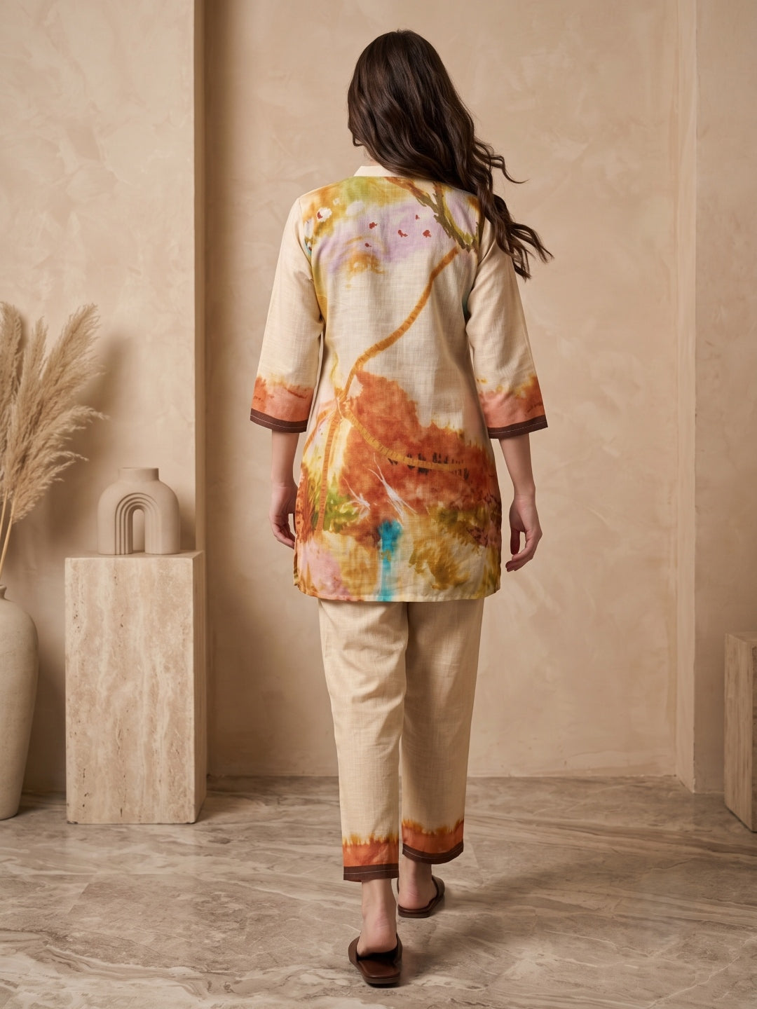 Juni Cotton Slub Digital Print Co-Ord Set for Women