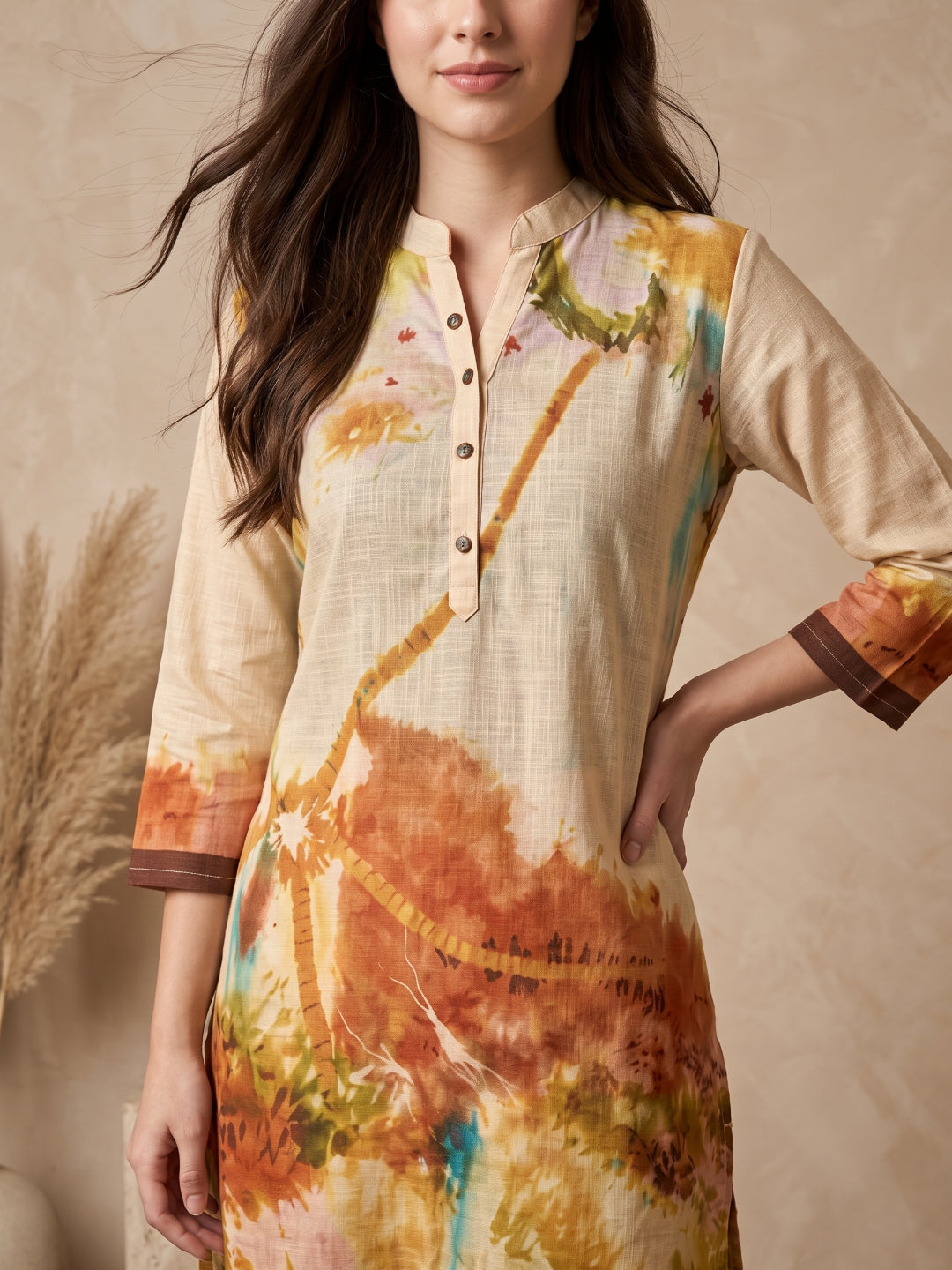 Juni Cotton Slub Digital Print Co-Ord Set for Women
