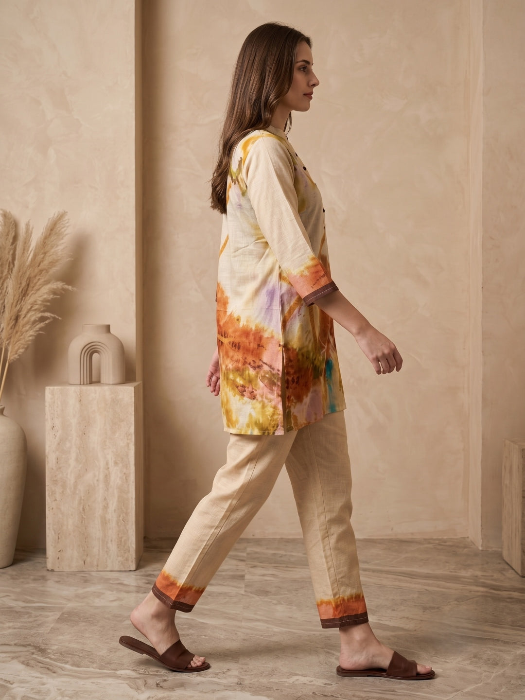 Juni Cotton Slub Digital Print Co-Ord Set for Women