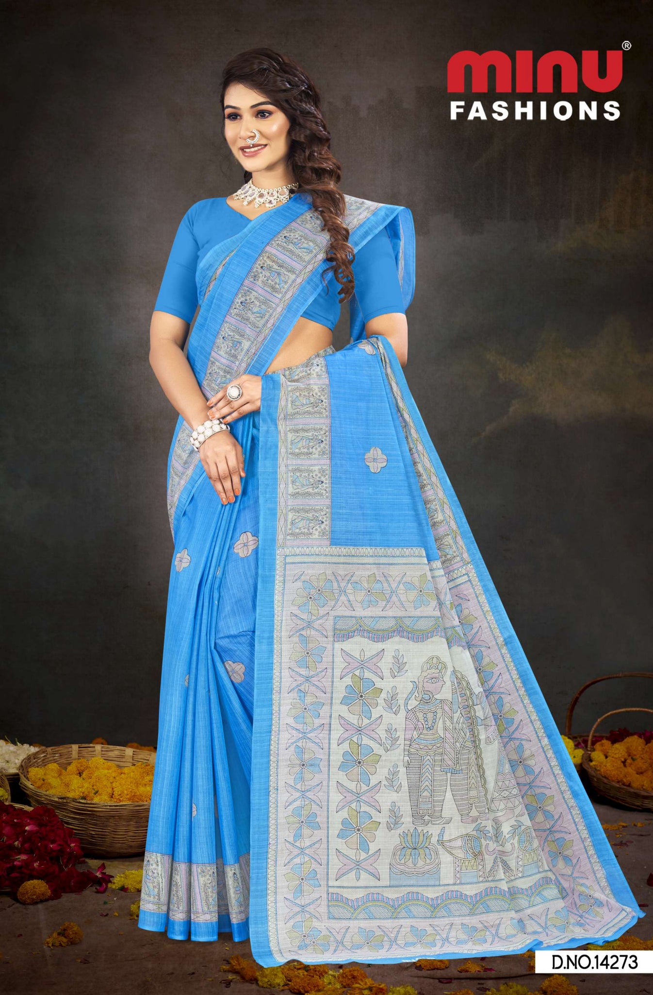 Premium Malai Cotton Madhubani Kantha Saree