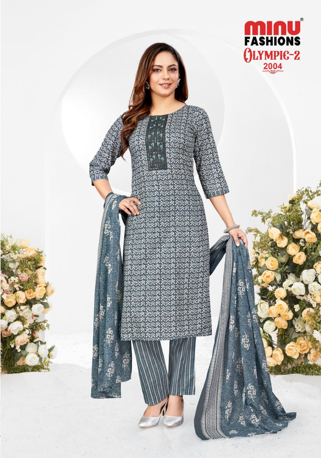 Olympics 2 Cotton Printed Stitched Salwar Suit 2004