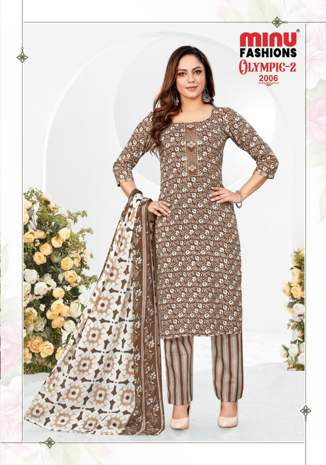 Olympics 2 Cotton Printed Stitched Salwar Suit 2006