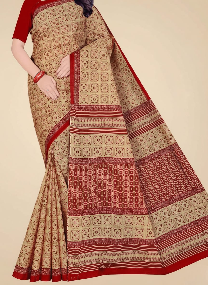 MINU SAREE MUMTAZ RED CHIKU 0001