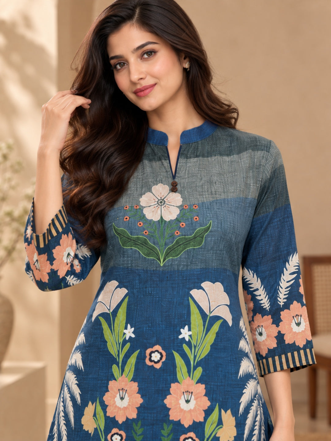 Juni Cotton Slub Digital Print Co-Ord Set for Women