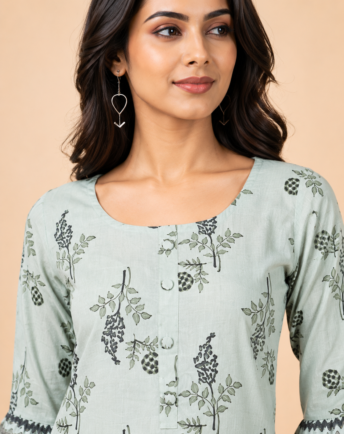 Chanderi Silk Blend Foil Printed Kurta with Palazzo Set