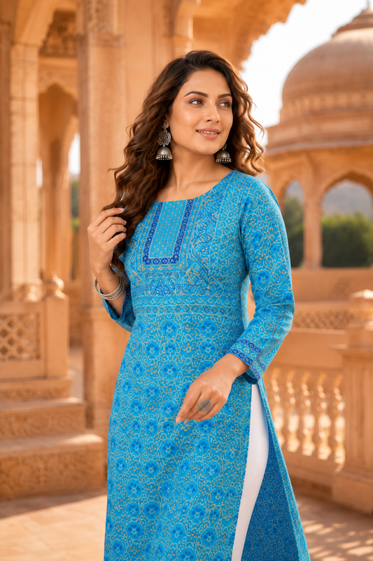 Minu Fashions Women Neeta Deluxe Printed Straight Kurti