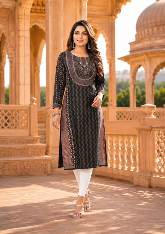Minu Fashions Women Neeta Deluxe Printed Straight Kurti