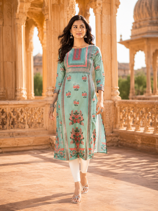 Minu Fashions Women Neeta Deluxe Printed Straight Kurti