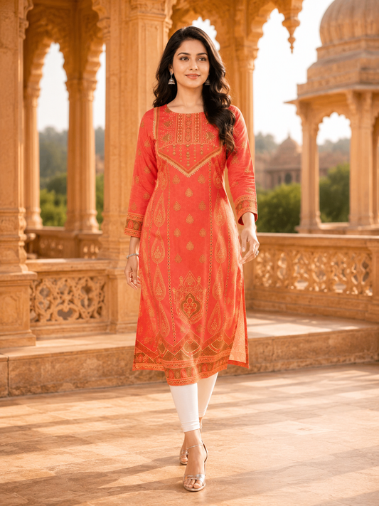 Minu Fashions Women Neeta Deluxe Printed Straight Kurti