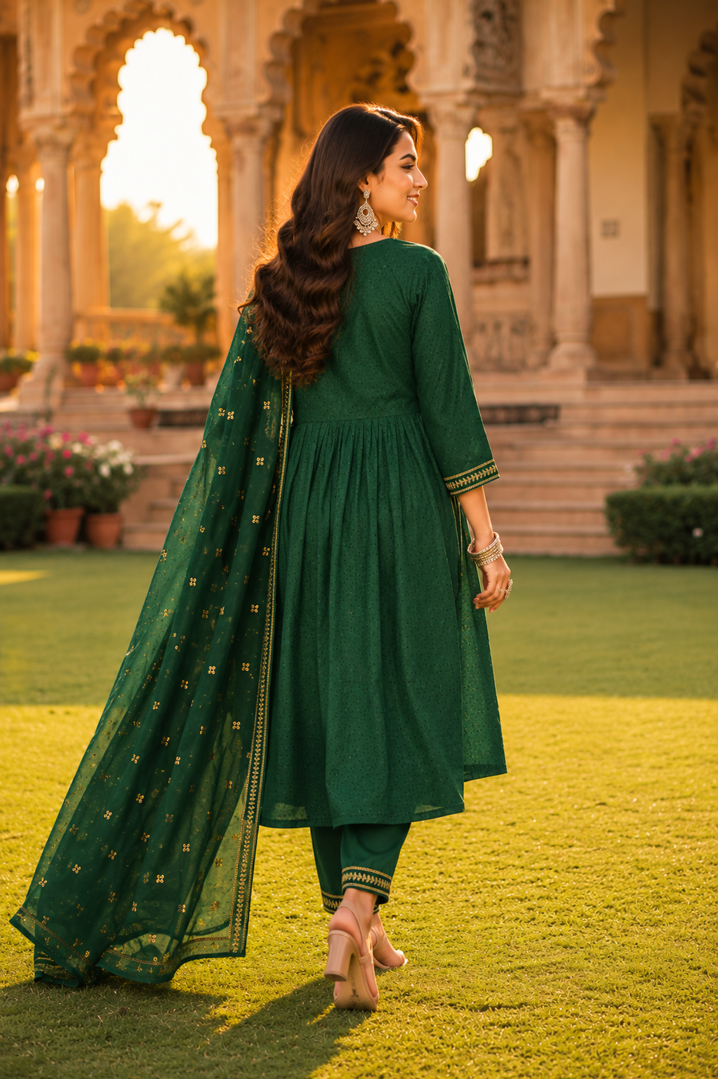 Minu fashions Embroidered Kurta, Churidar & Dupatta Set