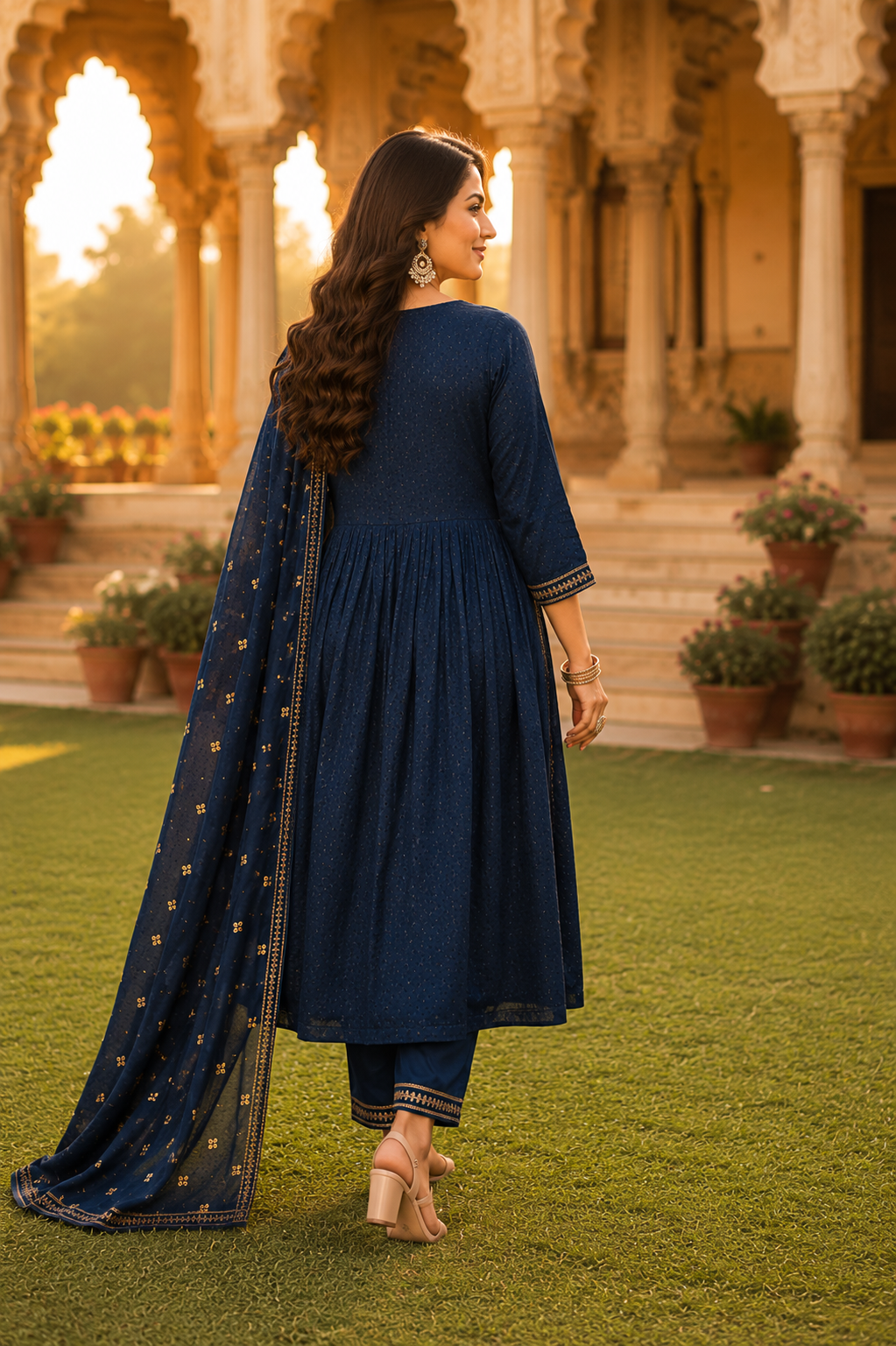 Minu fashions Embroidered Kurta, Churidar & Dupatta Set
