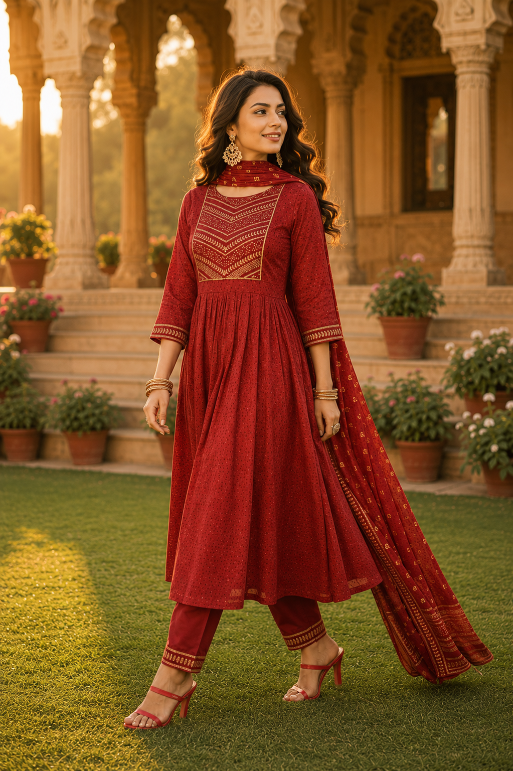 Minu fashions Embroidered Kurta, Churidar & Dupatta Set